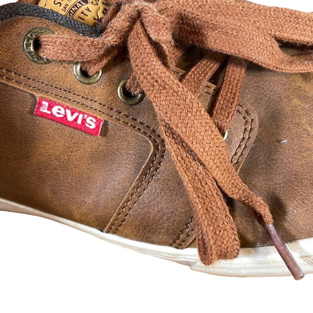 Levi’s Alpine Tumble Men’s Brown Faux Leather Stacked Lace Up Sneakers Sz 9.5 - Picture 7 of 11